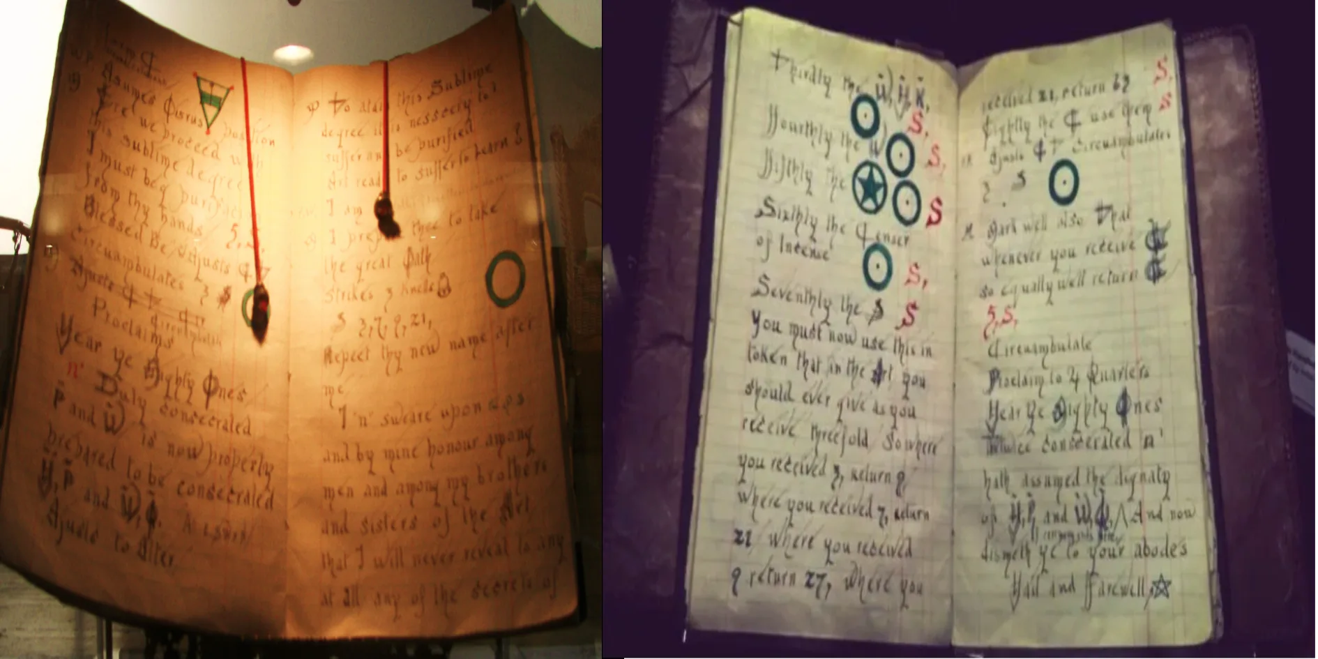 Páginas do Book of Shadow de Gerald Gardner, fundador da Wicca